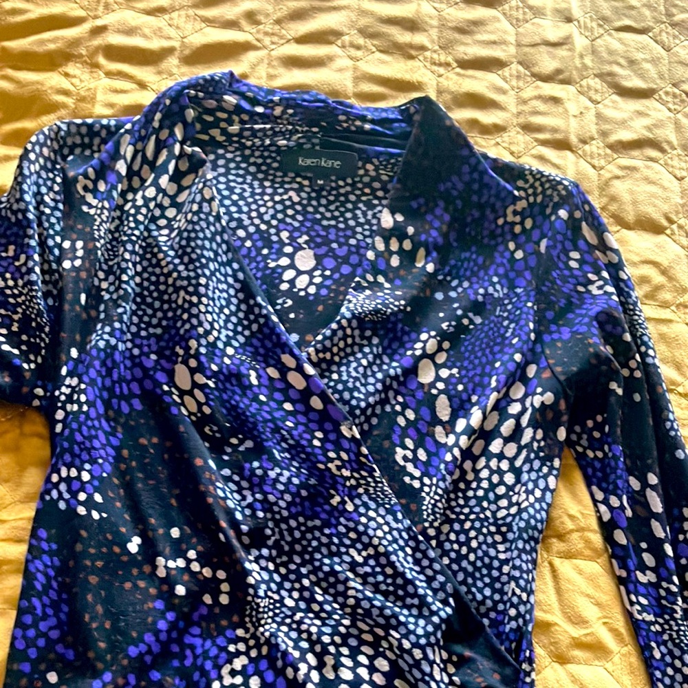 Karen Kane Mesh Faux Wrap Sheer top
